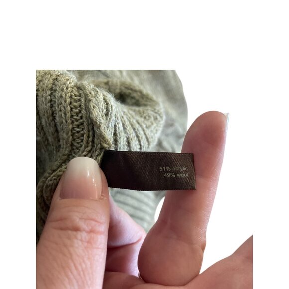 The Limited Cable knit Wool Blend Henley Sweater Olive Green Size M Coastal Cute - Picture 5 of 14